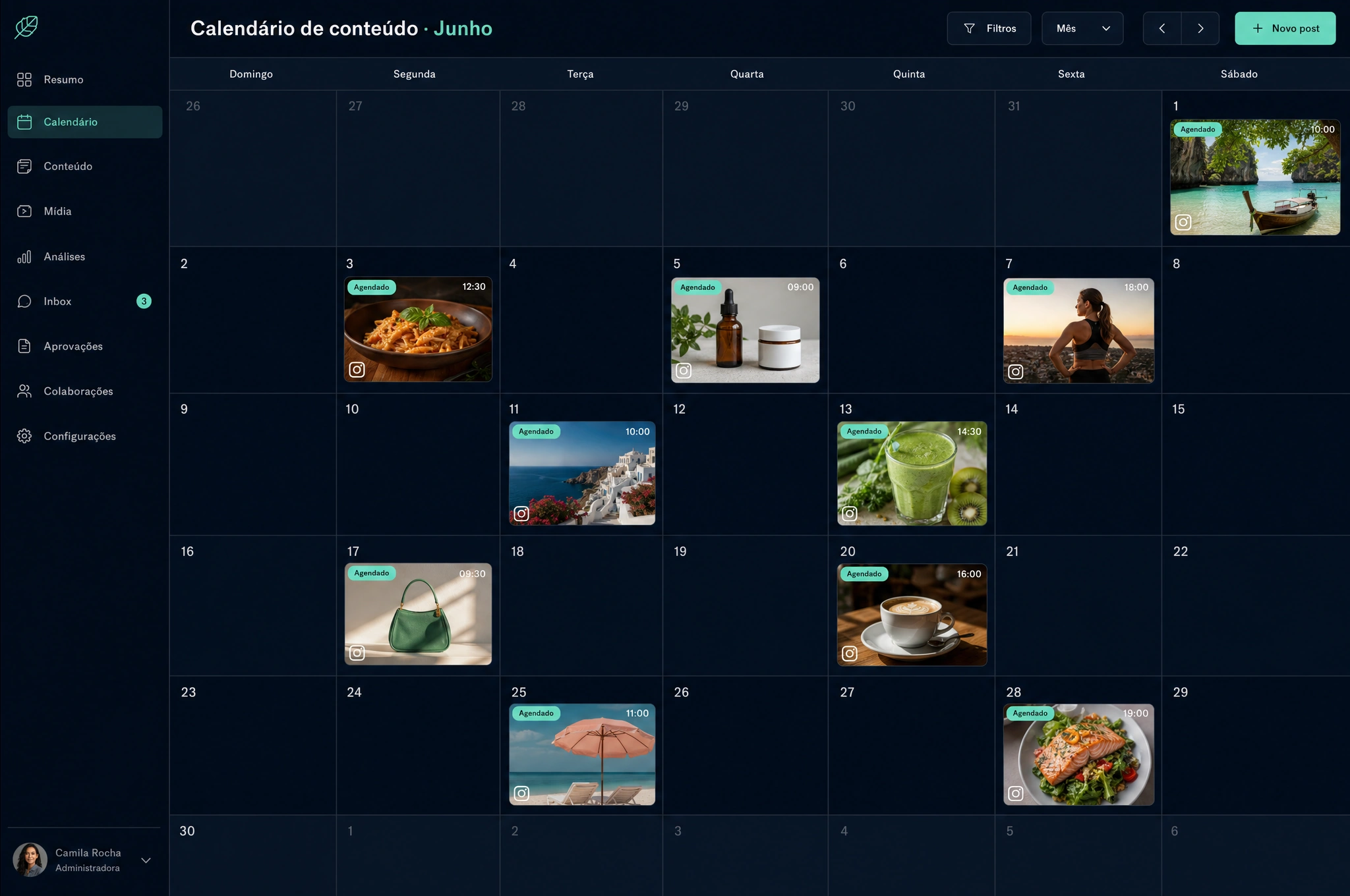 Calendário de conteúdo